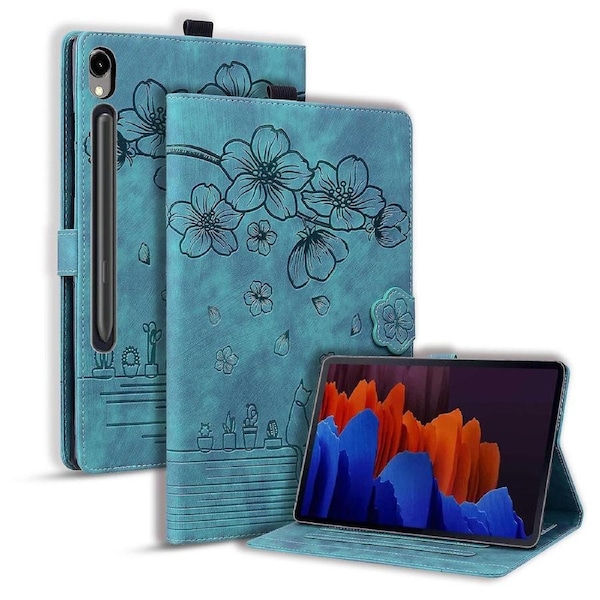 Imprint Tablet Stand Case For Samsung Galaxy Tab S9, Card Holder Leather Anti-drop Cover