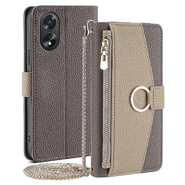 Wallet Leather Crossbody Phone Cover Case For Oppo A38 4g/a18 4g, With Makeup Mirror