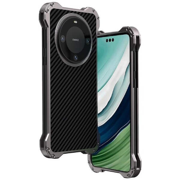 R-JUST Carbon Fiber Texture PC + Aluminum Alloy Anti-drop Phone Case For Huawei Mate 60