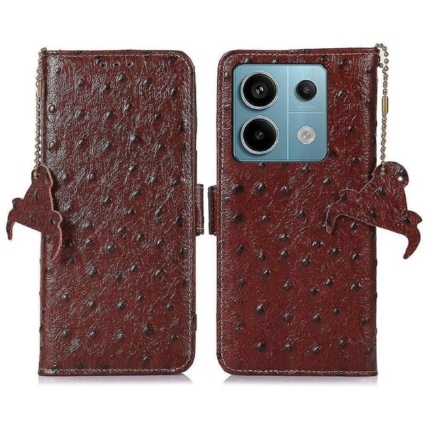 For Xiaomi Redmi Note 13 Pro 5G/Poco X6 Case Genuine Cow Leather RFID Blocking Phone Cover