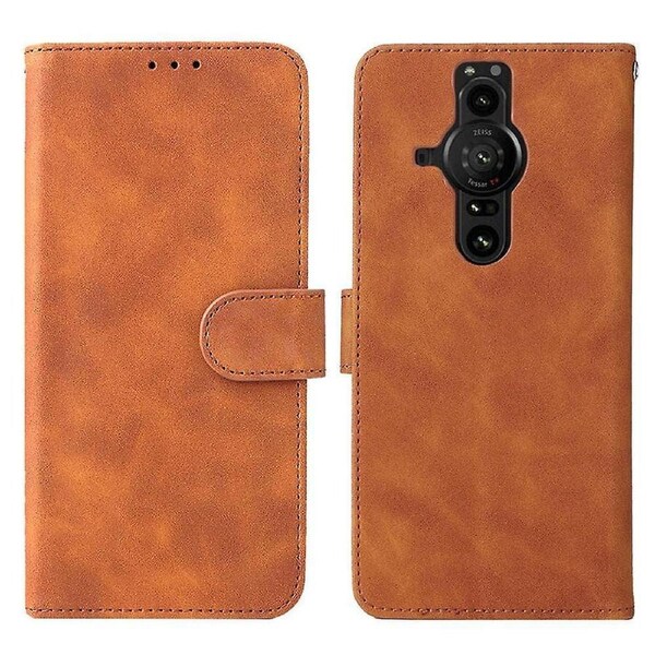 For Sony Xperia Pro-i Folio Flip Skin-touch Feeling Case Dual-sided Magnetic Clasp Stand Wallet Leather Drop-proof Cover