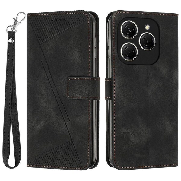For Transsion Tecno Spark 20 Pro Wallet Case Triangle Imprinted Leather+TPU Cell Phone Cover