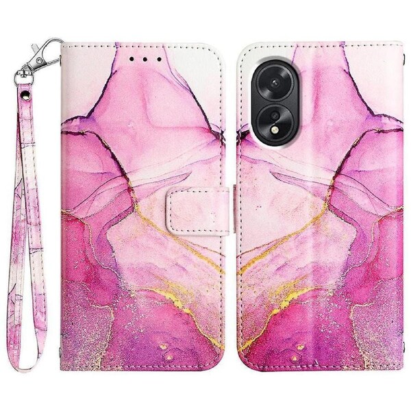 Pattern Printing Leather Case For Oppo A38 4g, Wallet Design Anti-drop Phone Shell With Strap