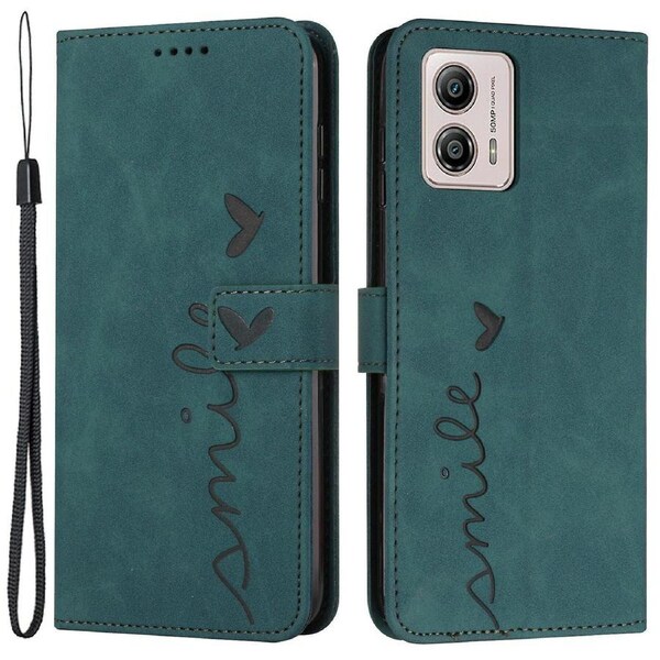 For Motorola Moto G53 5g / G13 4g / G23 4g Imprinted Heart Shape Phone Cover Stand Wallet Phone Leather Case With Strap