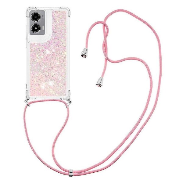 YB Quicksand Series-4 For Motorola Moto G Stylus 5G (2024) TPU Case Sequins Phone Cover with Lanyard