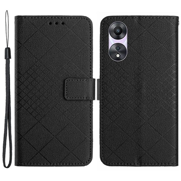 Wallet Design Leather Protective Imprinted Rhombus Phone Cover For Oppo A38 4g / A18 4g