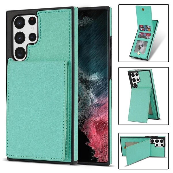 For Samsung Galaxy S24 Ultra RFID Blocking Phone Case Kickstand Cover with Card Holder