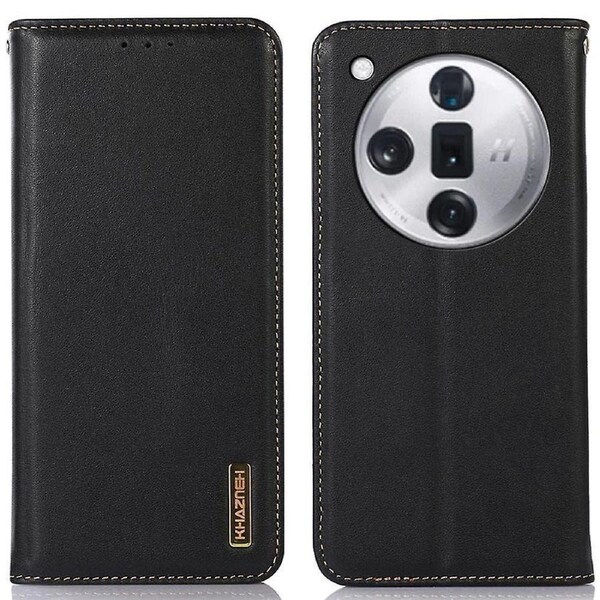 KHAZNEH For Oppo Find X7 5G Case Genuine Cow Leather+TPU Phone Wallet Cover