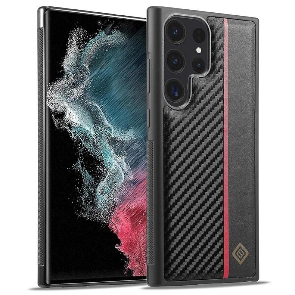 Carbon Fiber Texture Pu Leather+tpu+eva Phone Case Cover For Samsung Galaxy S22 Ultra 5g