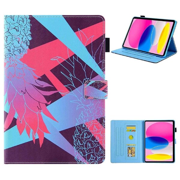 For iPad 10.9 (2022) / iPad 10th Gen Pattern Printing PU Leather Tablet Case Cross Texture Foldable Stand Card Holder Protective Cover