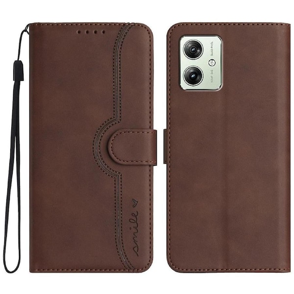 YX0030 For Motorola Moto G54 5G Wallet Case Flip Phone Cover Imprinted Smile