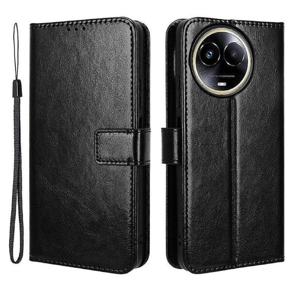 Pu Leather Case For Realme 11x 5g, Wallet Crazy Horse Texture Stand Phone Cover