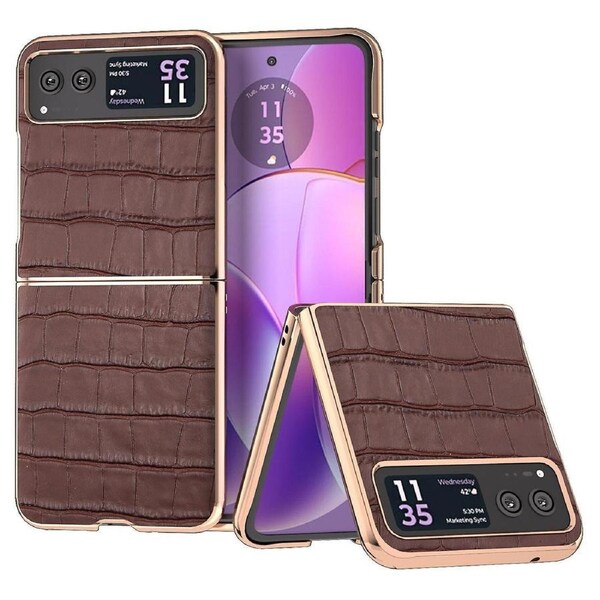 Back Cover For Motorola Razr 40 5g, Crocodile Texture Leather + Pc Nano Electroplating Phone Case