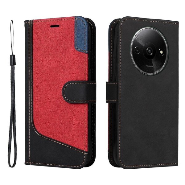 For Xiaomi Redmi A3 Case PU Leather Three-color Splicing Folio Protective Cover