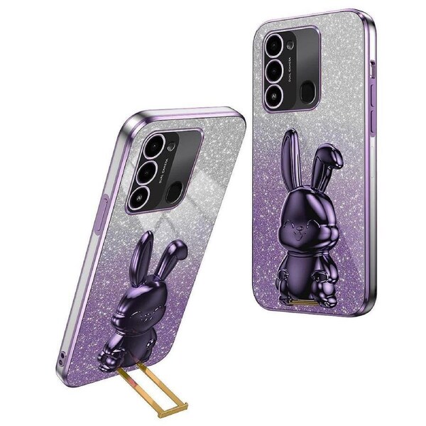 Cartoon Rabbit Kickstand Back Cover For Transsion Tecno Spark Go 2022 4G/ Spark 8C 4G/ Spark 9 4G