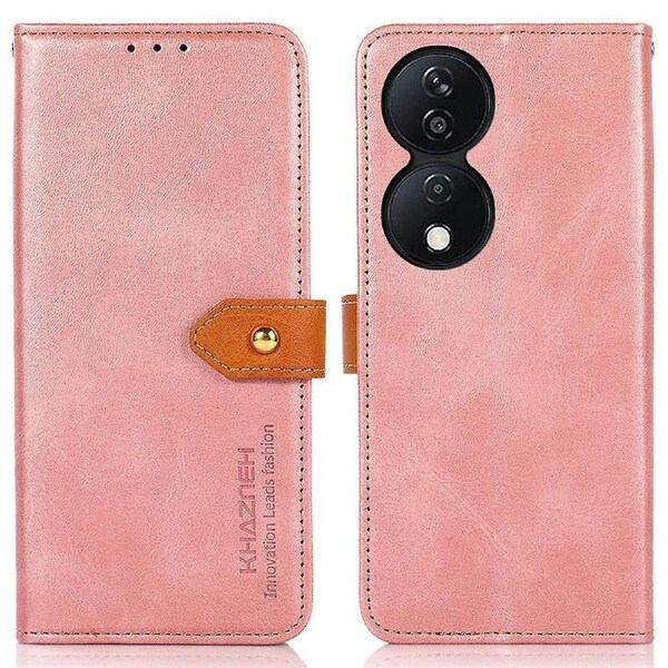 KHAZNEH For Honor X7b 4G/Play 50 Plus 5G Phone Cover Golden Buckle PU Leather Magnetic Case