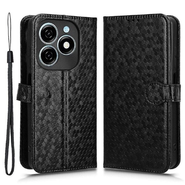 For Transsion Tecno Spark 20 Case PU Leather Imprinted Cell Phone Stand Cover with Handy Strap