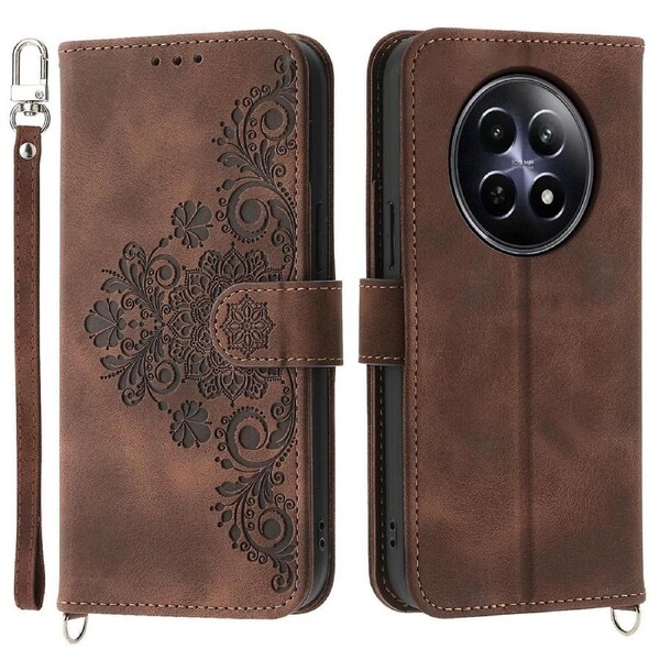 For Realme 12/12x 5G Wallet Phone Case Flower Imprinted PU Leather Cover Cell Phone Accessories