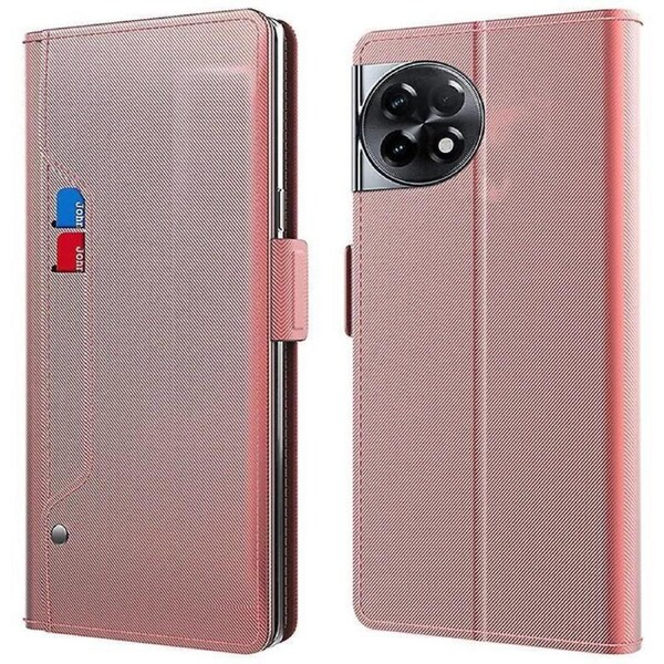 For Oneplus Ace 2 5g/11r 5g Dustproof Shell Card Slot And Mirror Pu Leather Cover Stand Phone Case