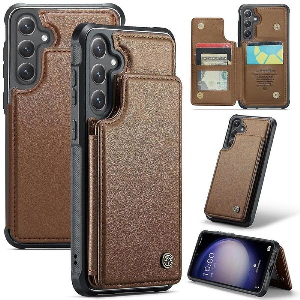 CASEME C22 Series for Samsung Galaxy S23 FE Case Litchi Texture RFID Blocking Kickstand Cover