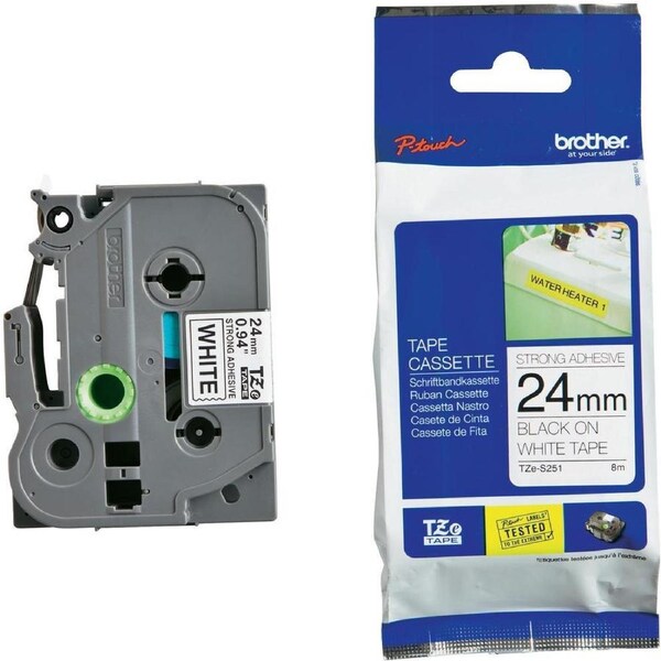 Brother 24MM Black White Tape Strong Adhesive TZE Tape TZE-S251