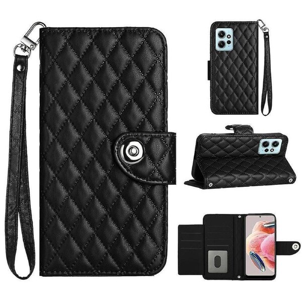 YB Imprinting Series-8 for Xiaomi Redmi Note 12 4G Case Leather Phone Wallet Cover with Hand Strap