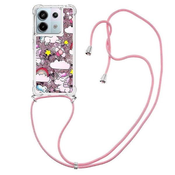 Quicksand Pattern Printing TPU Phone Case For Xiaomi Redmi Note 13 Pro 5G/ Poco X6 5G, with Lanyard