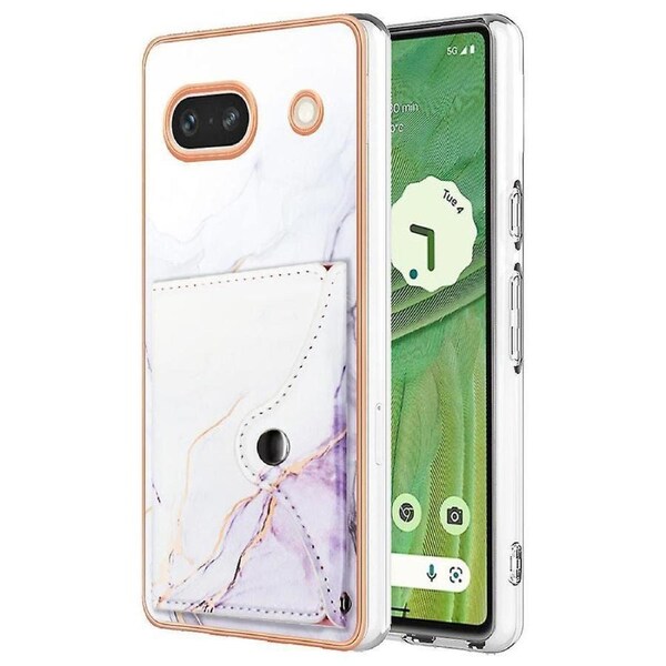 Leather Coating IMD Pattern Leather+TPU Multifunctional Cover Case for Google Pixel 7a