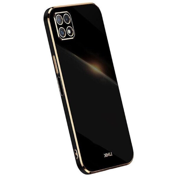 Phone Case For Samsung Galaxy A22 5g (eu Version), Electroplating Golden Edge Bump Proof Tpu Protective Cover