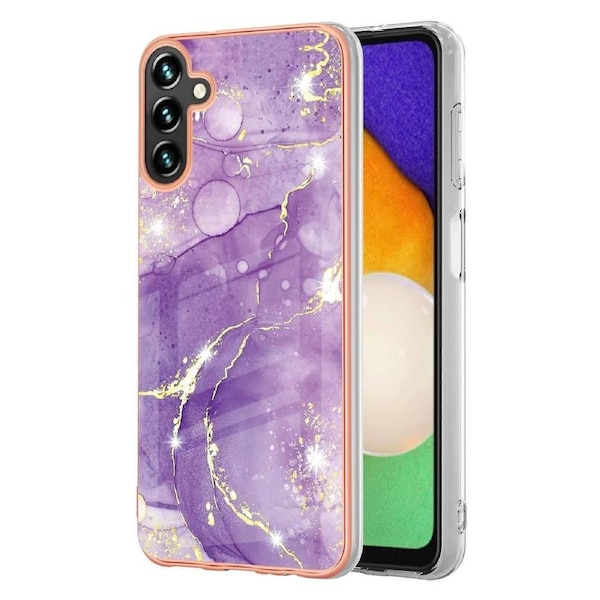 For Samsung Galaxy A34 5g Yb Imd Series-2 Marble Pattern Anti-collision Phone Case Soft Tpu Electroplating Frame Shockproof Protection Skin Shell Imd