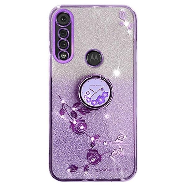 For Motorola Moto G8 Play Tpu Case Rhinestone Flower Phone Cover With Kickstand