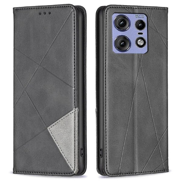 For Motorola Edge 50 Pro 5G Case PU Leather Rhombus Phone Cover with Card Slots