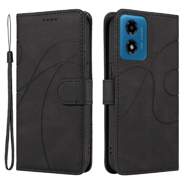 For Motorola Moto G04 4G / G24 4G Case Curved Line Folding Stand PU Leather Phone Cover