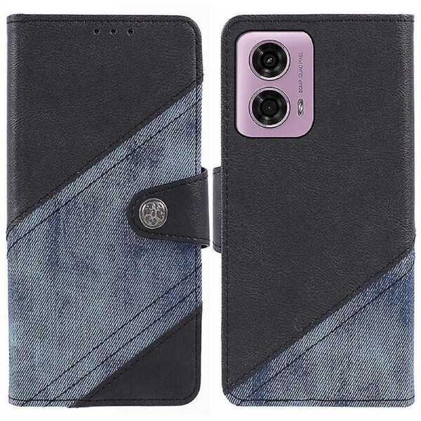 For Motorola Moto G24 4G / G04 4G Wallet Case Crazy Horse Texture Splicing Phone Cover