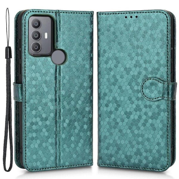 For Tcl 30 Se / 306 / 305 / 30e Wallet Phone Case Anti-drop Imprinted Dot Pattern Pu Leather Stand Cover Folio Flip Cell Phone Cover With Strap