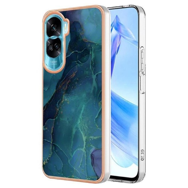 Marble Pattern Phone Case For Honor 90 Lite 5g/x50i 5g 2.0mm Tpu Imd Electroplated Cover