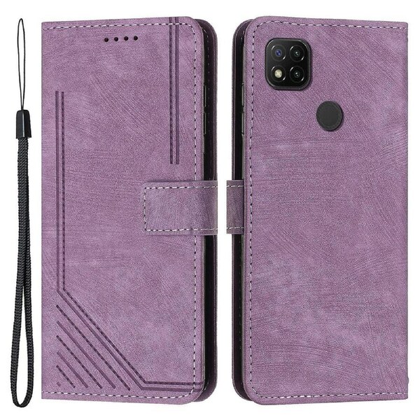 For Xiaomi Poco C31 / Redmi 10a / 9c / 9c Nfc Lines Imprint Phone Case Leather Wallet Stand Drop-proof Cover