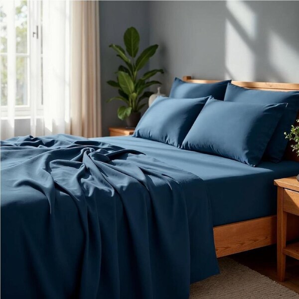 Royal Comfort 2000 Thread Count Bamboo Cooling Sheet Set Ultra Soft Bedding Mid Blue / King