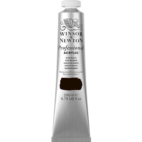 Winsor & Newton 200ml Professional Acrylic Colour Art Paint Tube Mars Black S1