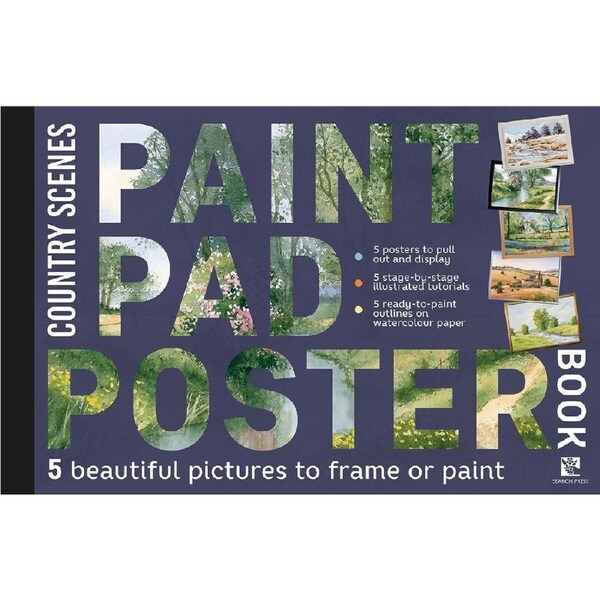 Search Press The Paint Pad Poster Book Country Scenes Paperback Book 40-Pg