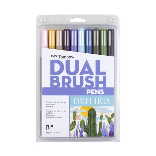 10pc Tombow Dual Brush/Fine Pen Marker Water-Based Sketch/Drawing Desert Flora