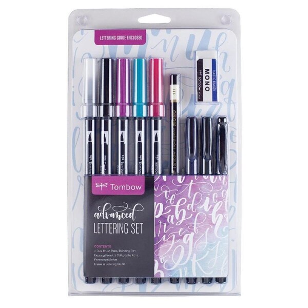 10pc Tombow Advanced Lettering Calligraphy Writing/Drawing Dual Brush Pen Set