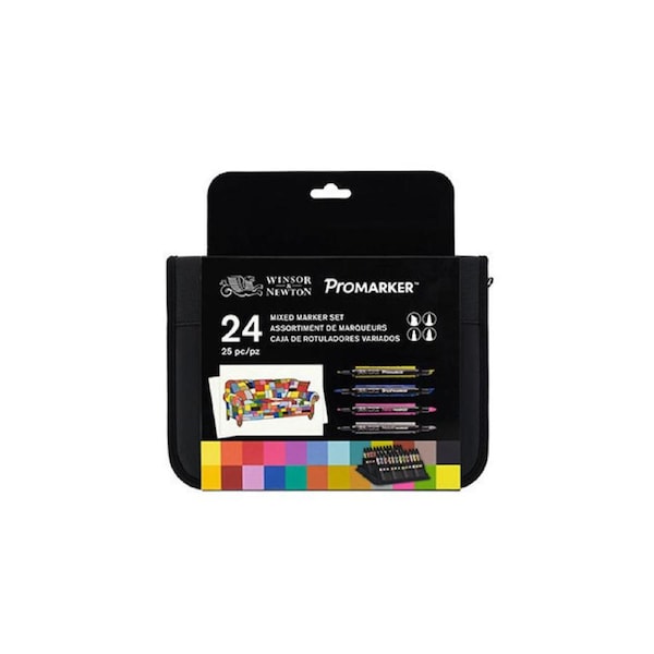 24pc Winsor & Newton Promarker Mixed Marker w/ Wallet Set Art Colouring/Drawing