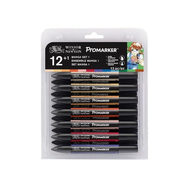 13pc Winsor & Newton ProMarker Manga Expansion Pack 1 Art Colouring Marker Set