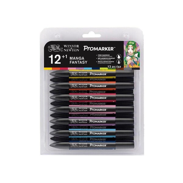 13pc Winsor & Newton ProMarker Manga Fantasy Art Colouring/Drawing Marker Set
