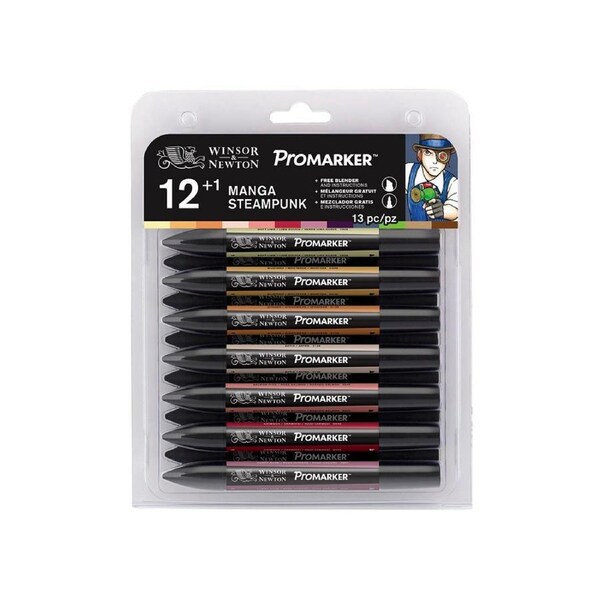 13pc Winsor & Newton ProMarker Manga Steampuck Art Colouring/Drawing Marker Set