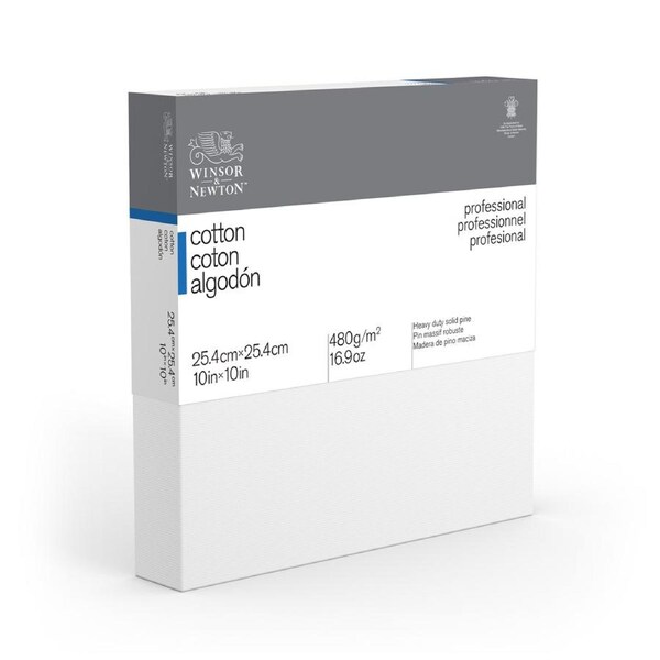Winsor & Newton Professional 10x10" Stretched Cotton Canvas 1.5" Thick Edge WHT