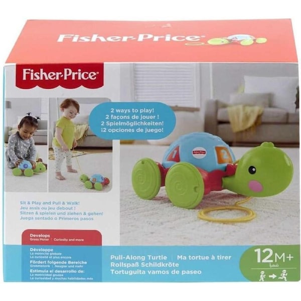 Fisher-Price Pull Along Turtle Head-bobbing action Numbers Shapes Colours Play