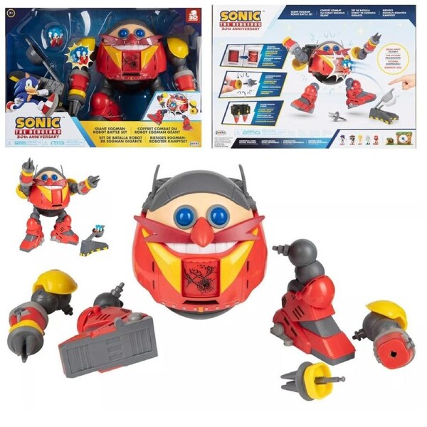 Jakks Pacific Sonic The Hedgehog Giant Eggman Robot Battle Set Ages 7+ New Toy