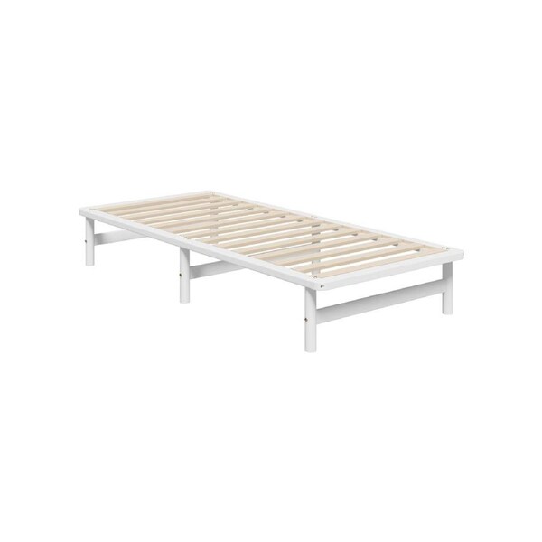 Oikiture Wooden Bed Frame Base Platform Pine Timber King Single Size Beds White